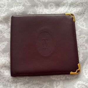 Cartier Brown Leather Card Holder with Gold Accents